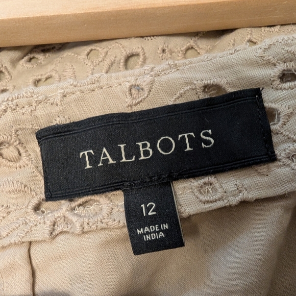 TALBOTS Eyelet Skirt Jacket Suit Tan Neutral Business Polished Set 12 - Picture 15 of 16